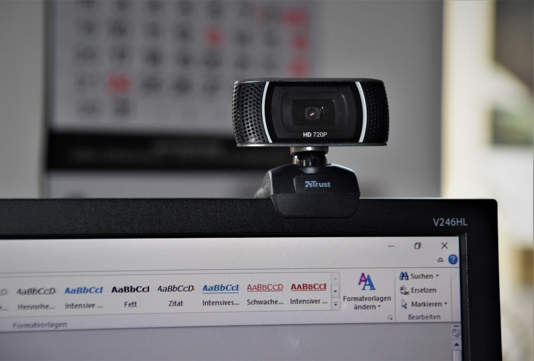 Webcam mounted on top of the monitor