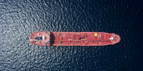 Overhead view of container ship.
