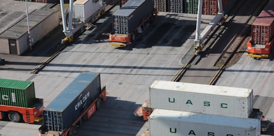 Trucking hauling intermodal containers to illustrate cybersecurity threats to the supply chain.