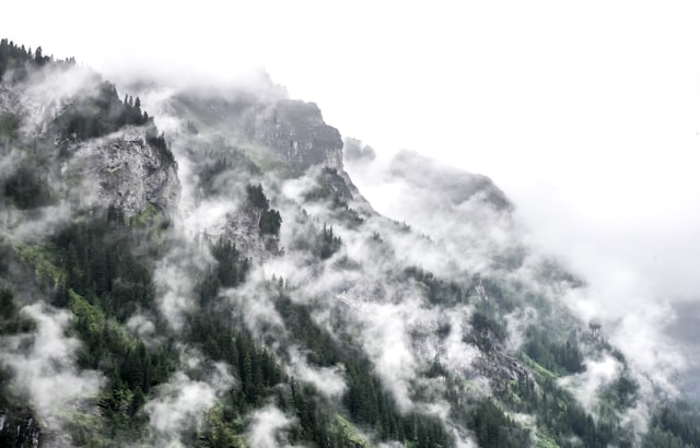 Rocky and foggy mountainside - Mürren, Switzerland @cherath14